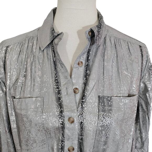 Pilcro by Anthropologie Foil Shine Button Down Shirt NWT - Picture 7 of 15